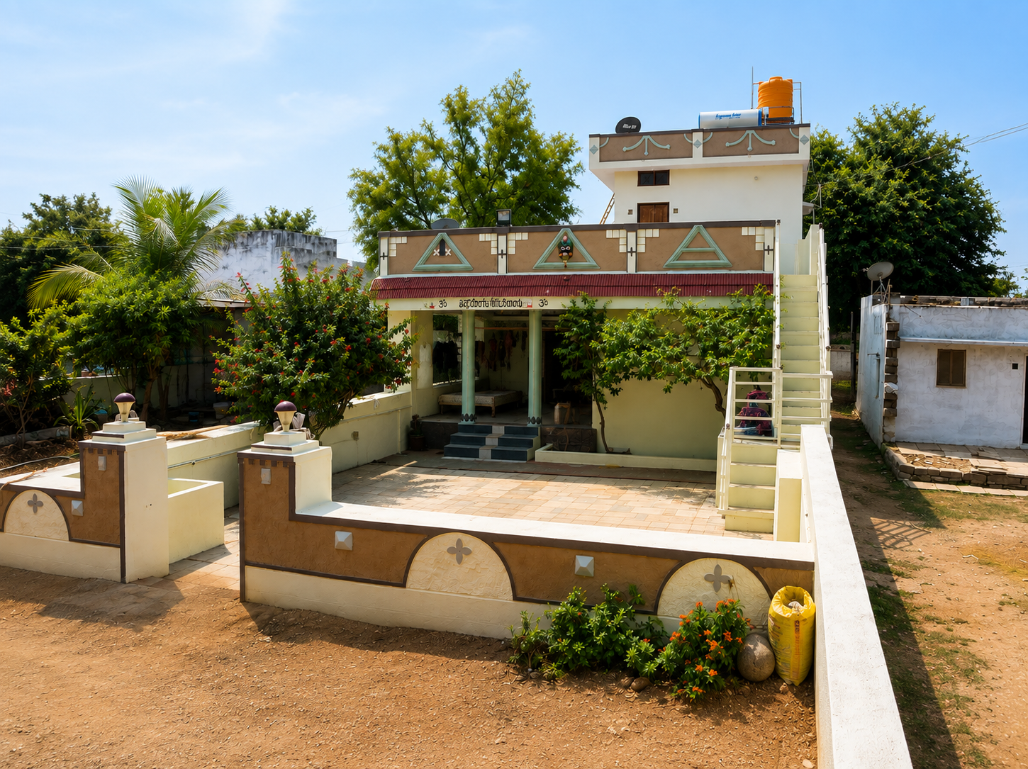 Traditional terracotta courtyard home exterior