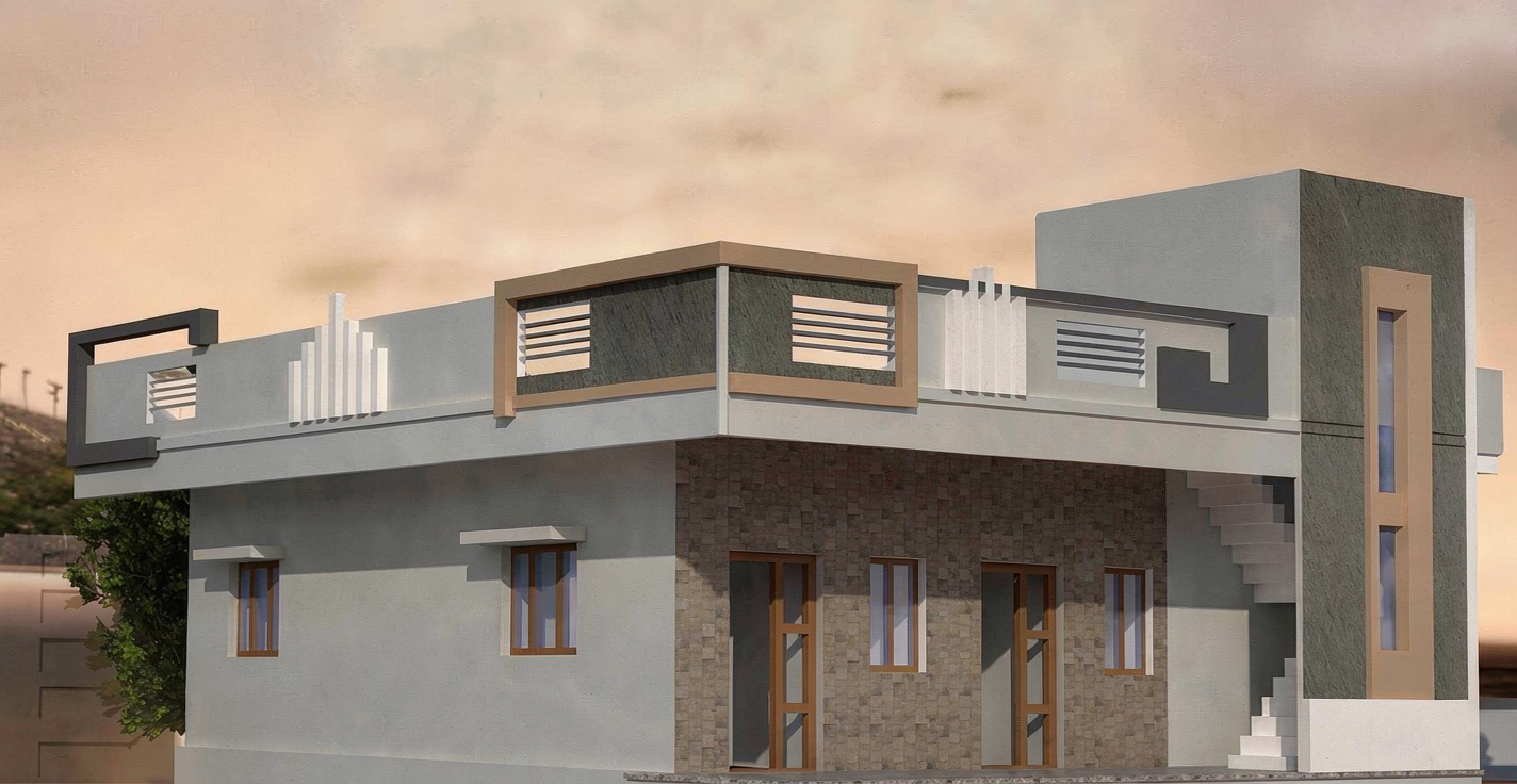 Warm cream and bronze residence exterior